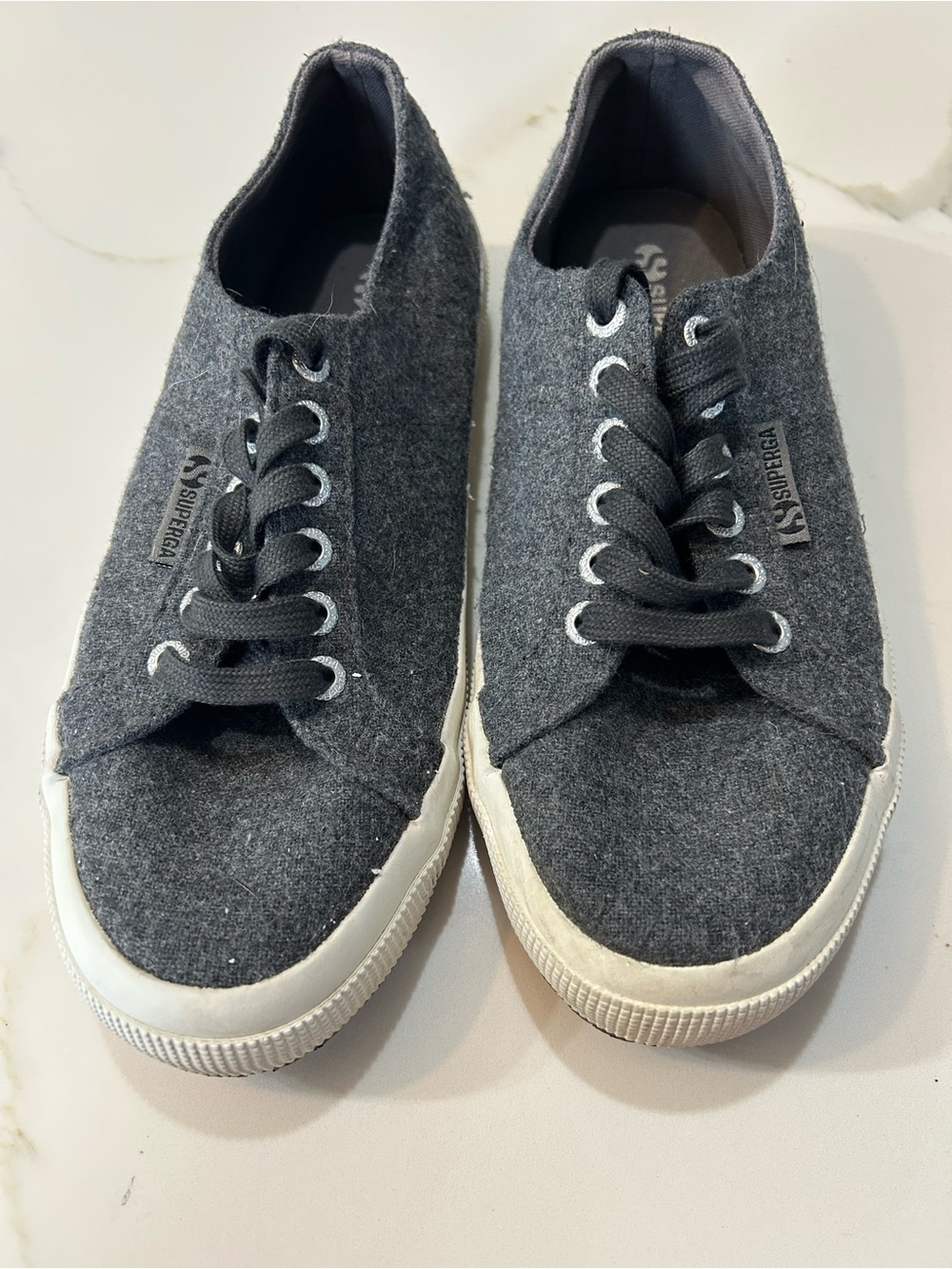 Superga Gray Wool Low-Top Sneakers